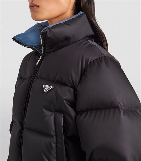 prada black puffer coat|Prada puffer jacket cropped.